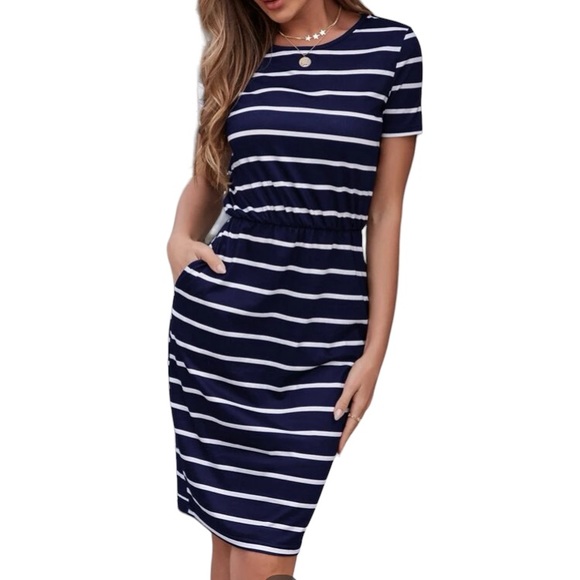 SHEIN Dresses & Skirts - Striped Casual Dress with elasticized waist, Size Small